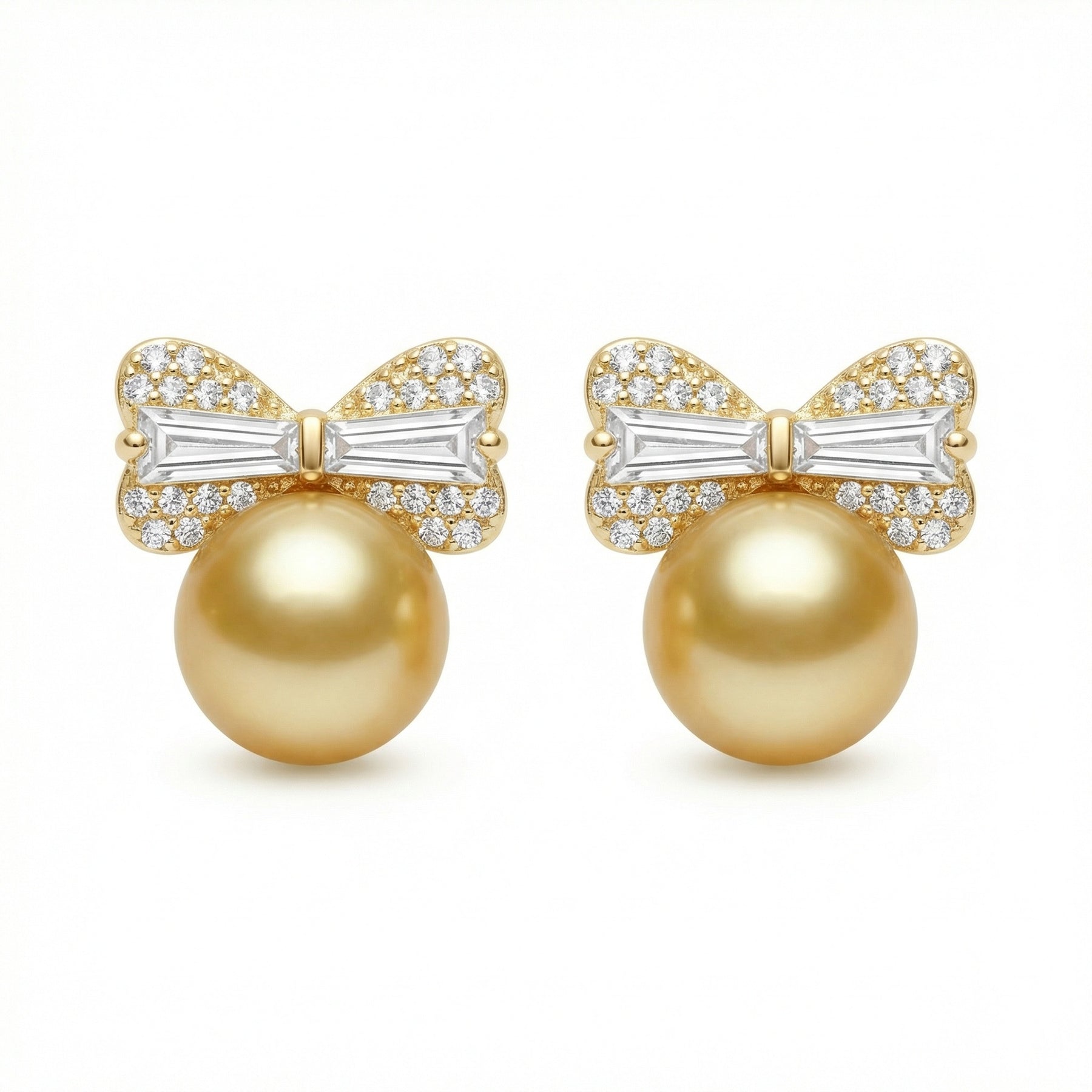 South Sea Pearl Ribbon Earrings – pearl earrings, side detail