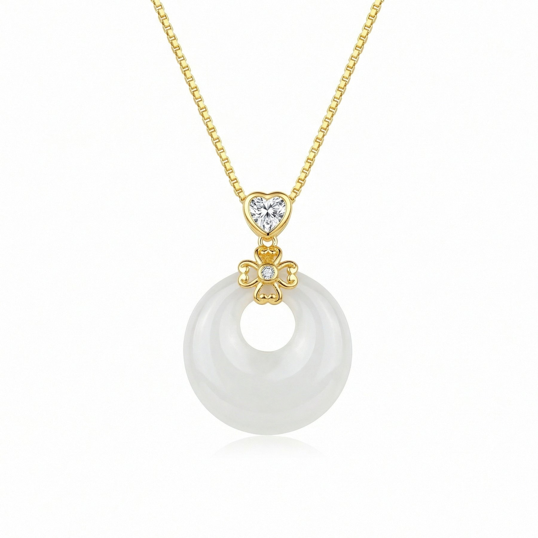Heart and Flower Jade Donut Necklace – jade necklace