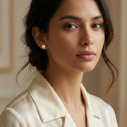 Radiant-Cut Canary Gemstone Studs – sterling silver earrings, close-up