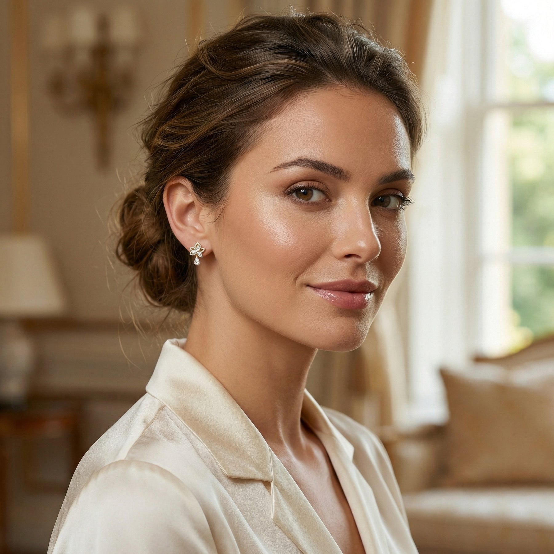 Marquise Butterfly Silhouette Earrings – sterling silver earrings, close-up