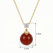 Red Gemstone Knot Pendant Necklace – sterling silver necklace, close-up