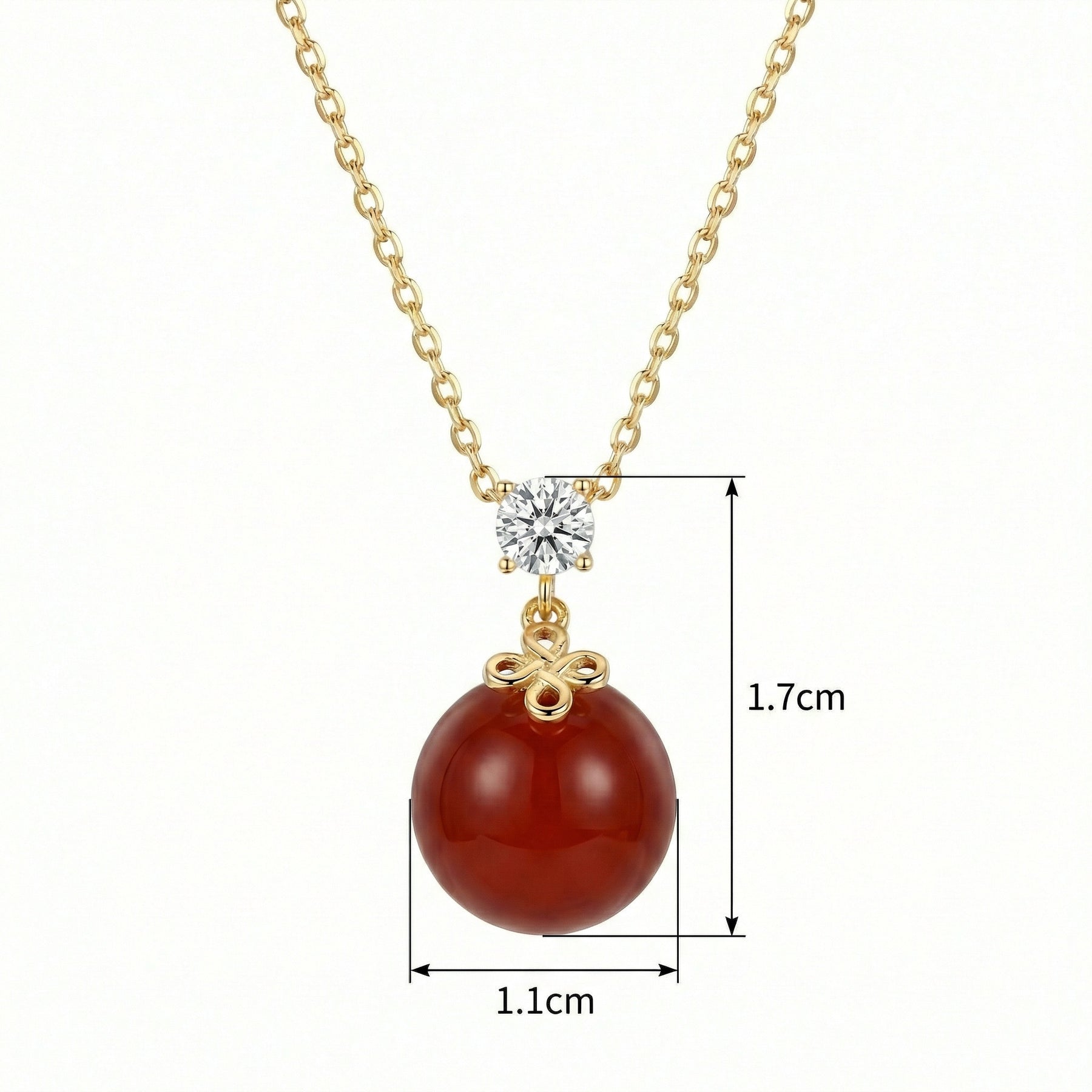 Red Gemstone Knot Pendant Necklace – sterling silver necklace, close-up