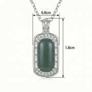 Oval green jade Cabochon Necklace – jade necklace, front view