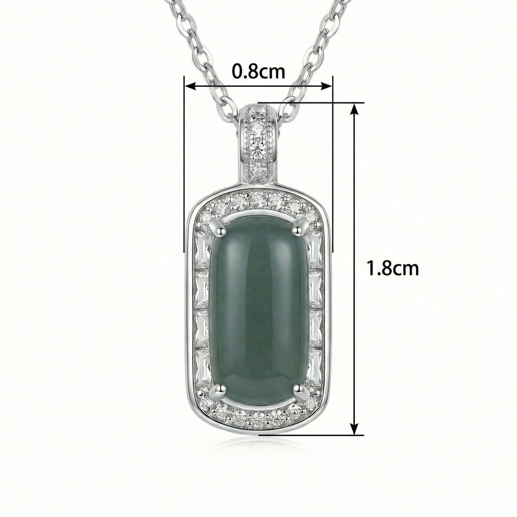 Oval green jade Cabochon Necklace – jade necklace, front view