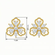 Ornate Floral Clover Stud Earrings – sterling silver earrings, side detail