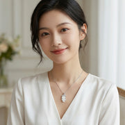 Mother-of-Pearl Leaf Necklace – mother-of-pearl necklace, front view