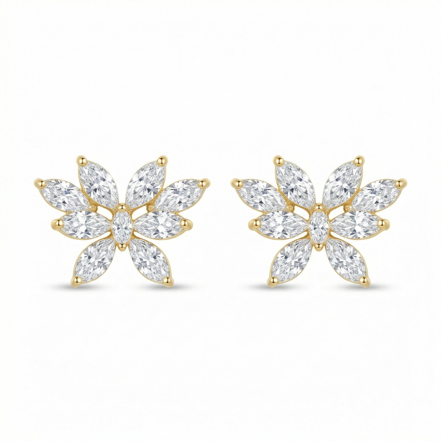 Marquise Sparkling stone Butterfly Studs – sterling silver earrings, side detail