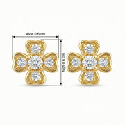 Clover-Shaped Sparkling stone Stud Earrings – sterling silver earrings, close-up
