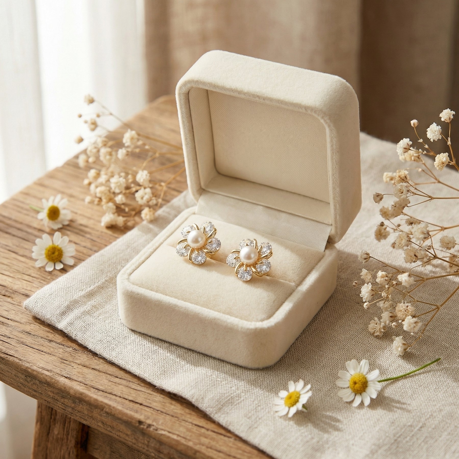 Floral Pearl Stud Earrings, Spring – pearl earrings