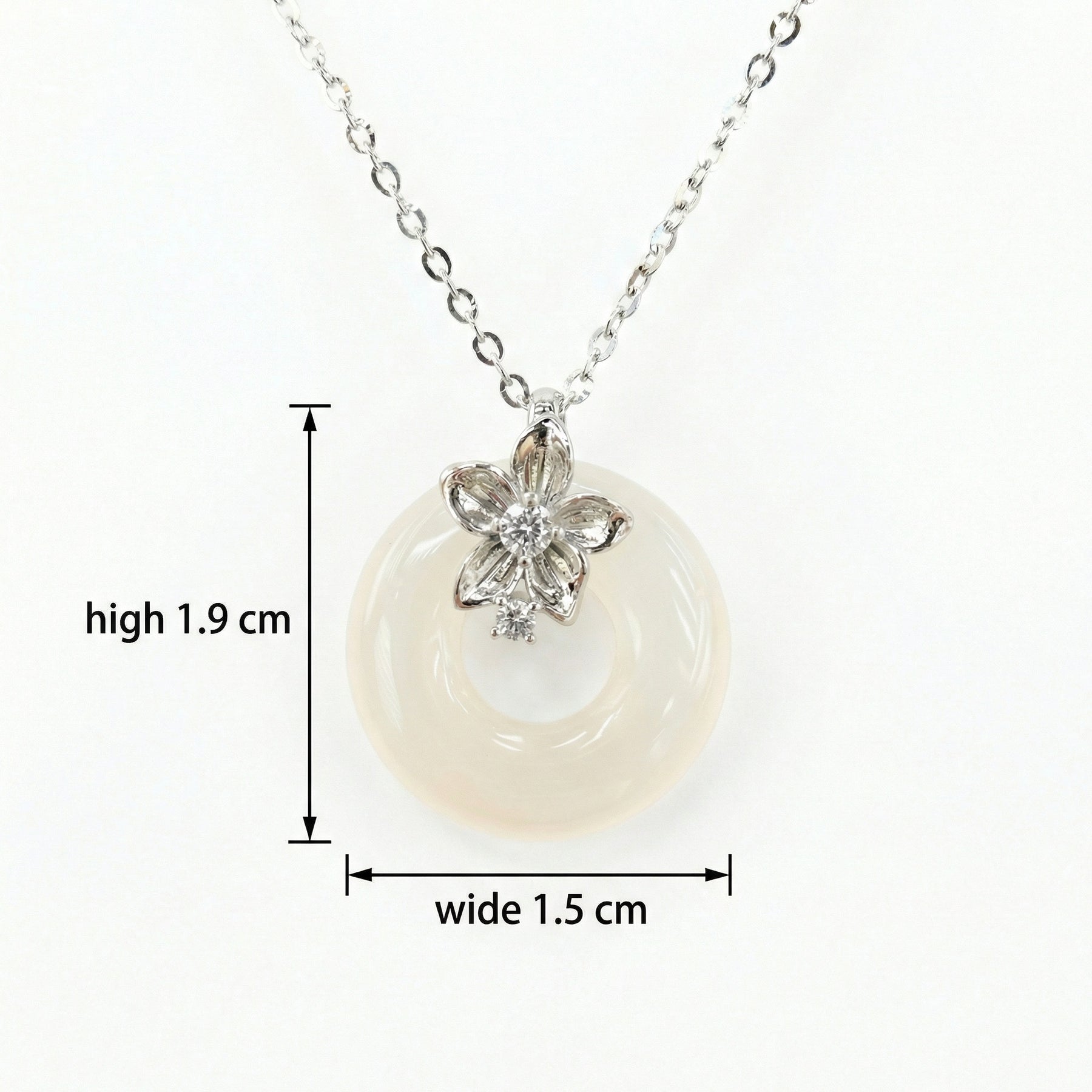 White Jade Donut Necklace – jade necklace, front view