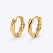 Wavy Organic Huggie Earrings – sterling silver earrings, front view