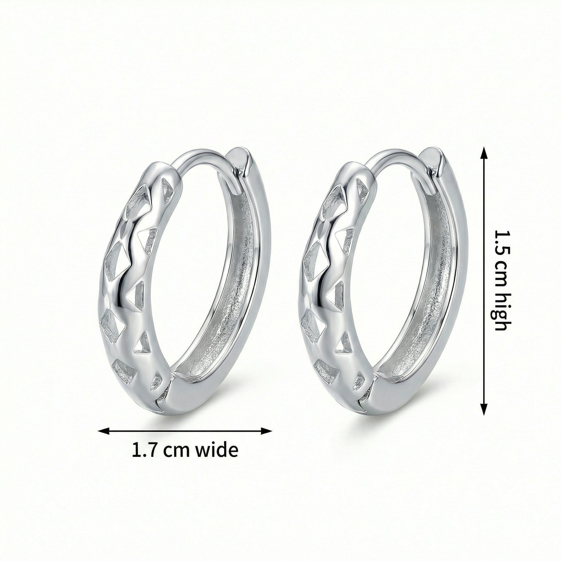 Geometric Cutout Silver Hoop Earrings – sterling silver earrings