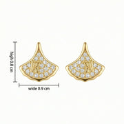 Fan-Shaped Letter H Stud Earrings – sterling silver earrings, side detail