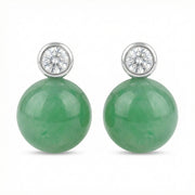 Round Jade Bezel-Set Stud Earrings – jade earrings, side detail