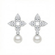 Floral Marquise Cluster Pearl Drops – pearl earrings