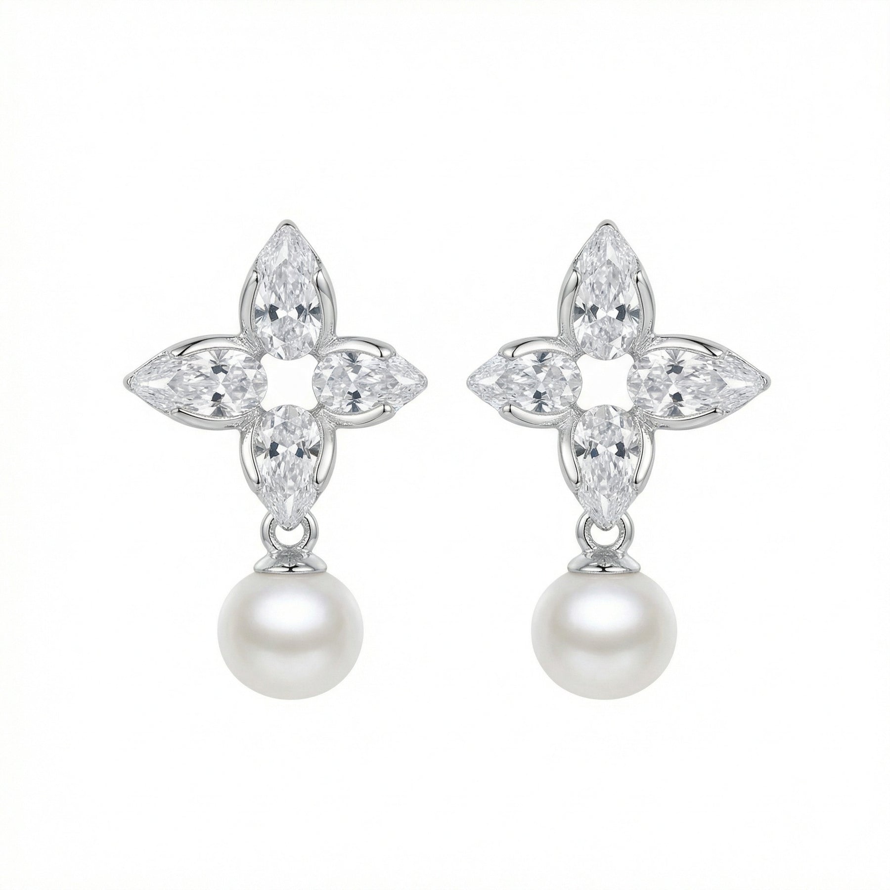 Floral Marquise Cluster Pearl Drops – pearl earrings