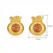 Money Bag Fu Character Studs – sterling silver earrings