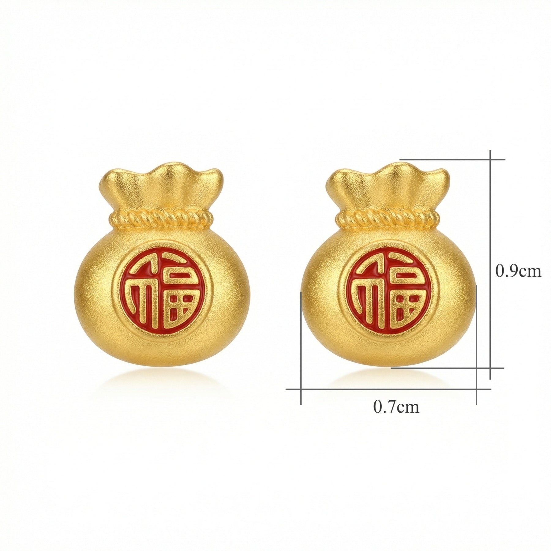 Money Bag Fu Character Studs – sterling silver earrings