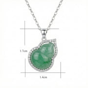 Jade Hulu Gourd Necklace, Stone Border – jade necklace, front view