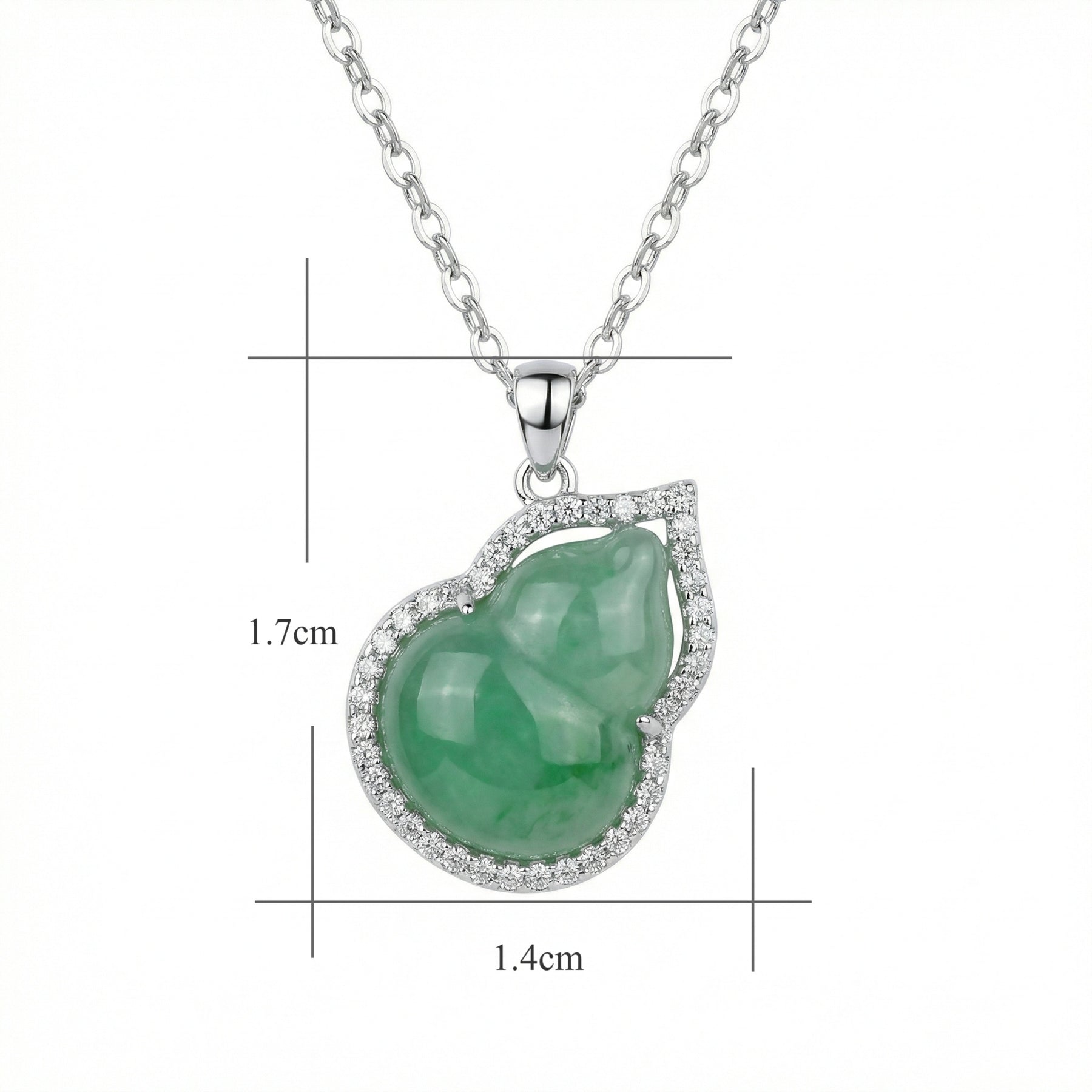 Jade Hulu Gourd Necklace, Stone Border – jade necklace, front view