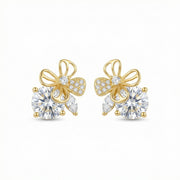 Butterfly and Floral Stud Earrings – sterling silver earrings