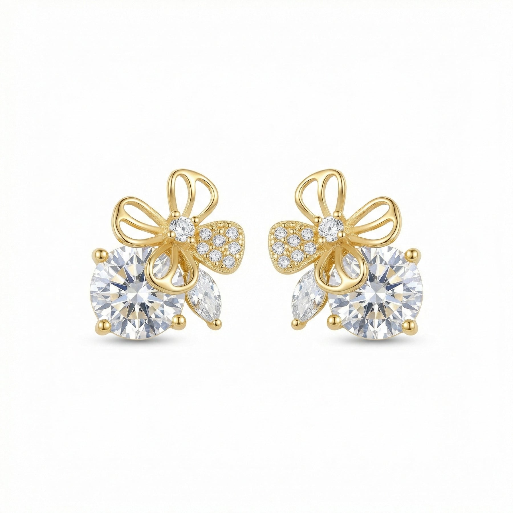 Butterfly and Floral Stud Earrings – sterling silver earrings