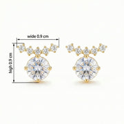 Tiara-Style Solitaire Stud Earrings – sterling silver earrings, side detail