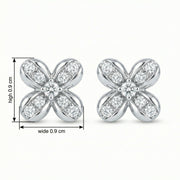 Flower Cross Stud Earrings – sterling silver earrings, front view