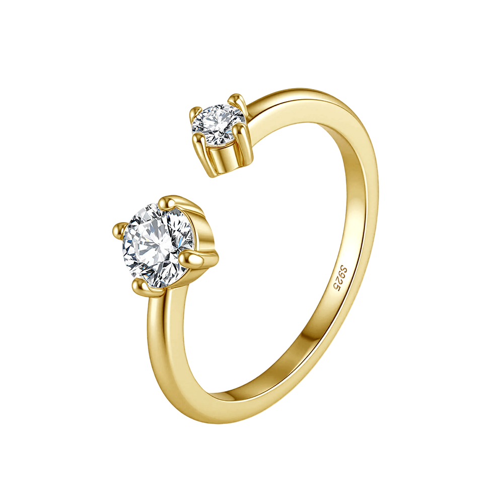 Heart-Shaped CZ Ring in gold-tone – zircon ring, front view