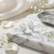 Mother-of-Pearl Rose Leaf Earrings – mother-of-pearl earrings, side detail