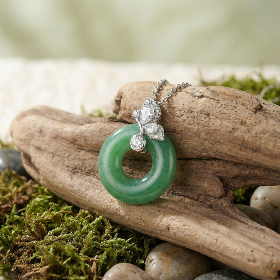 Jadeite Pi Disc Butterfly Necklace – jade necklace, front view