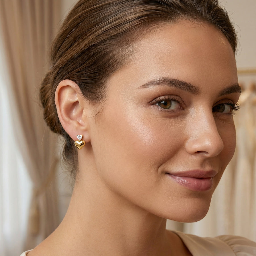 Double Heart Stud Earrings – sterling silver earrings