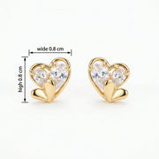 Double Heart CZ Stud Earrings – zircon earrings, close-up