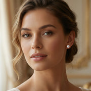 Asscher-Cut Stud Earrings – sterling silver earrings, close-up