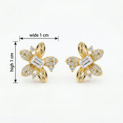 Lily-Inspired Rectangular-cut Stud Earrings – sterling silver earrings, close-up