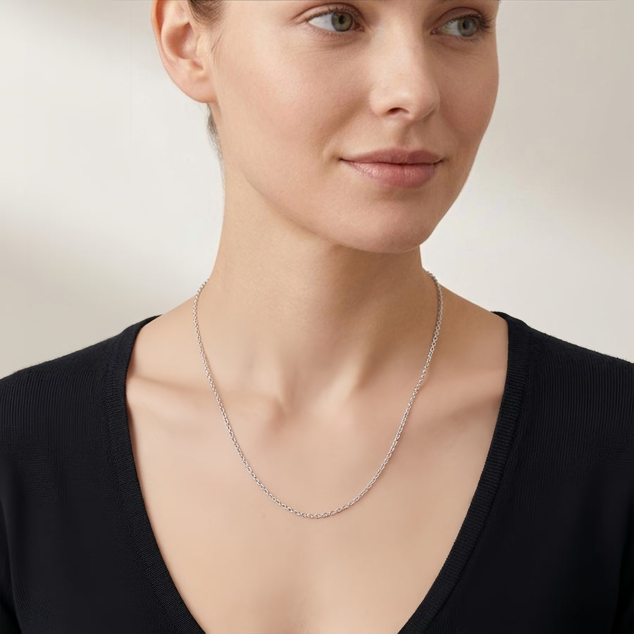 Italian Rolo Chain Necklace – sterling silver necklace, close-up