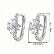 Clover Heart Zirconia Hoop Earrings – zircon earrings, close-up