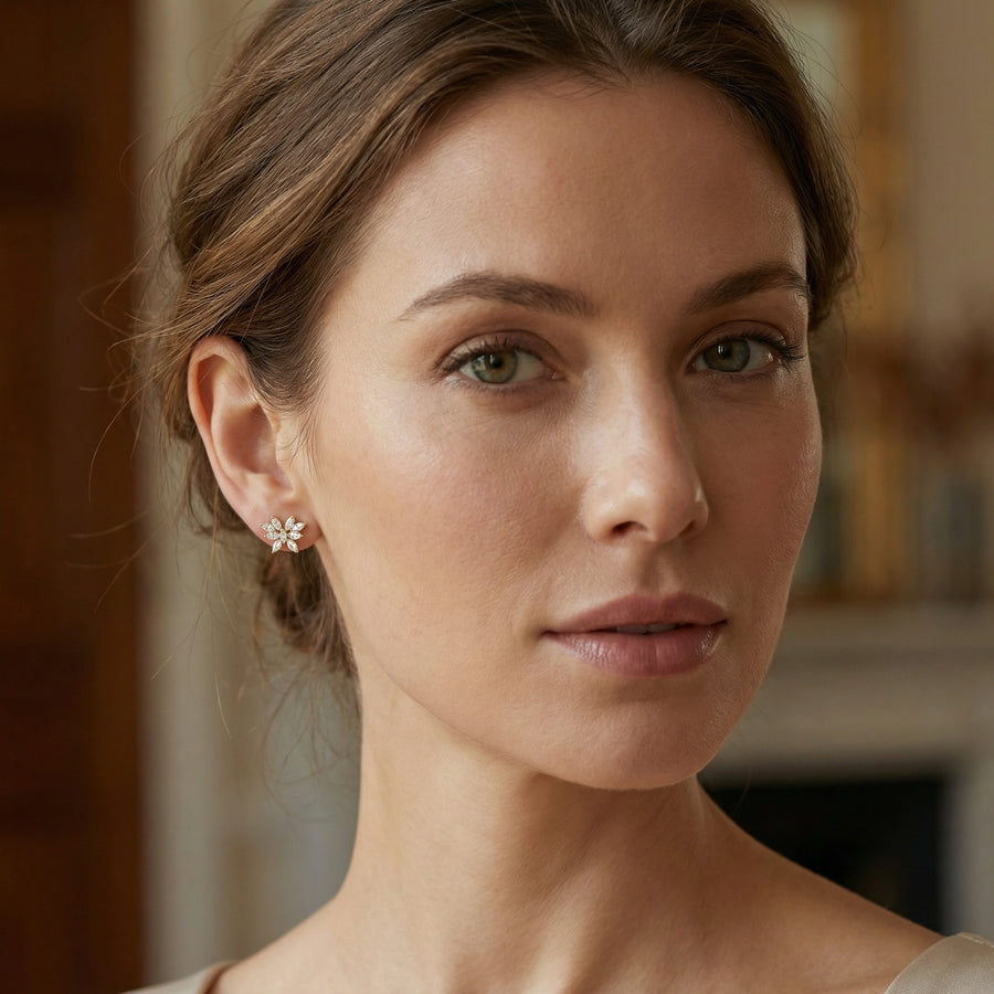 Marquise Sparkling stone Butterfly Studs – sterling silver earrings