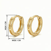 Geometric Cutout Huggie Earrings – sterling silver earrings, side detail