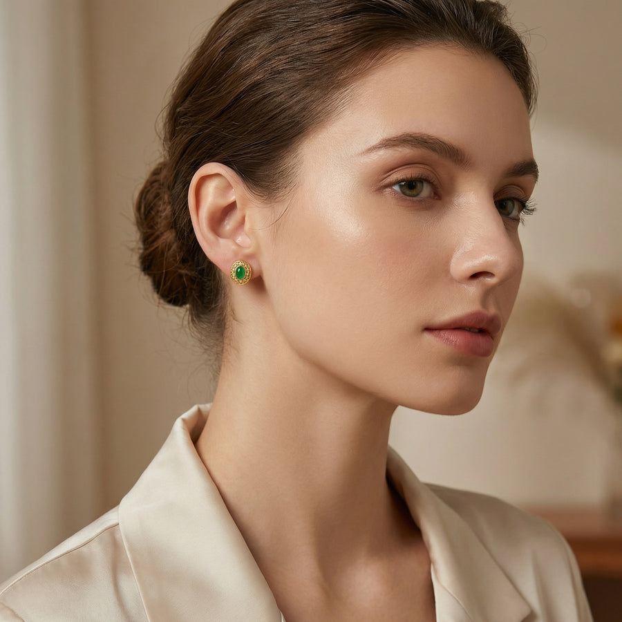 Jadeite-Inspired Filigree Stud Earrings – jade earrings