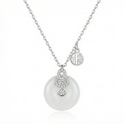 White Jade Gourd Fortune Necklace – jade necklace, side detail