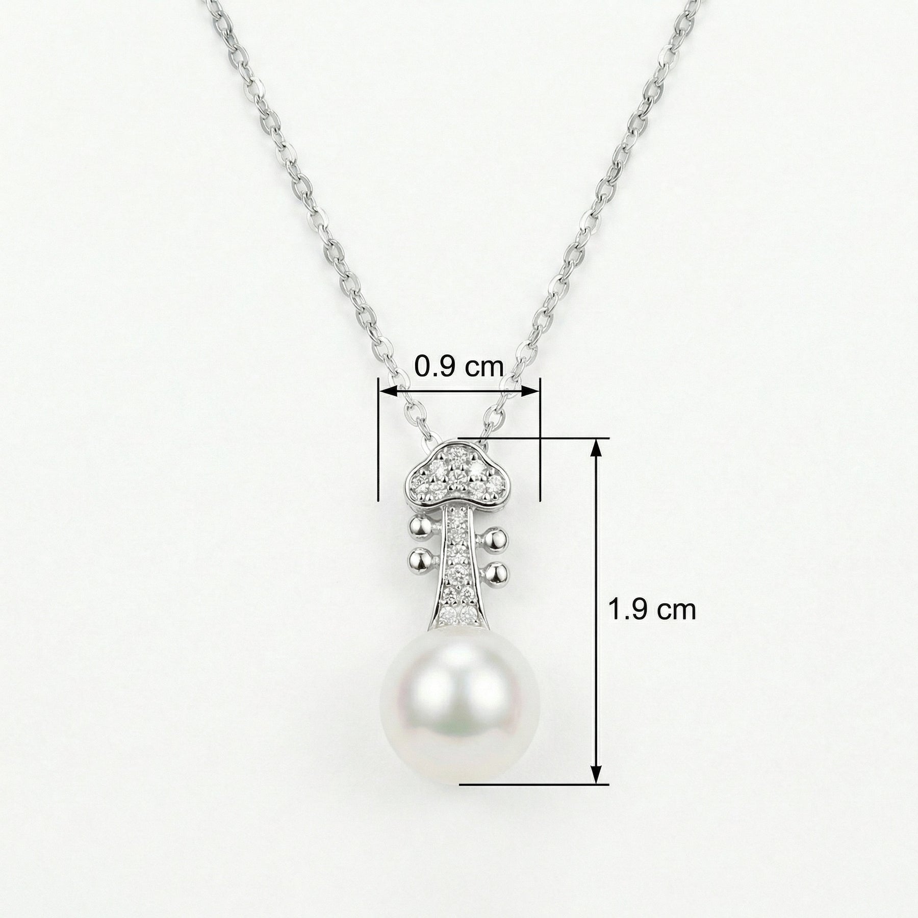 Violin Scroll Pearl Necklace – pearl necklace, front view