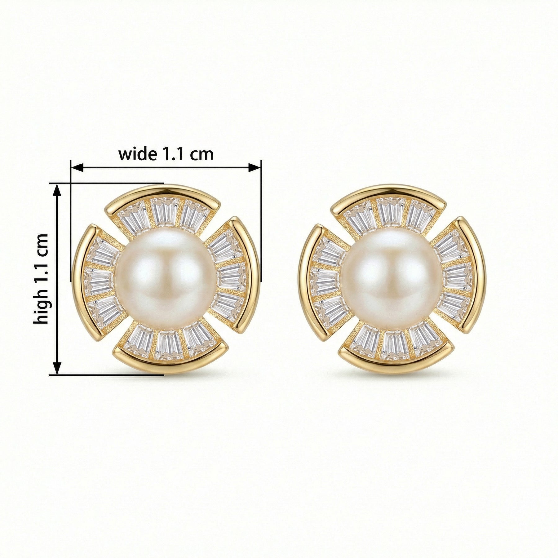 Pearl Fan-Shaped Stud Earrings – pearl earrings, front view