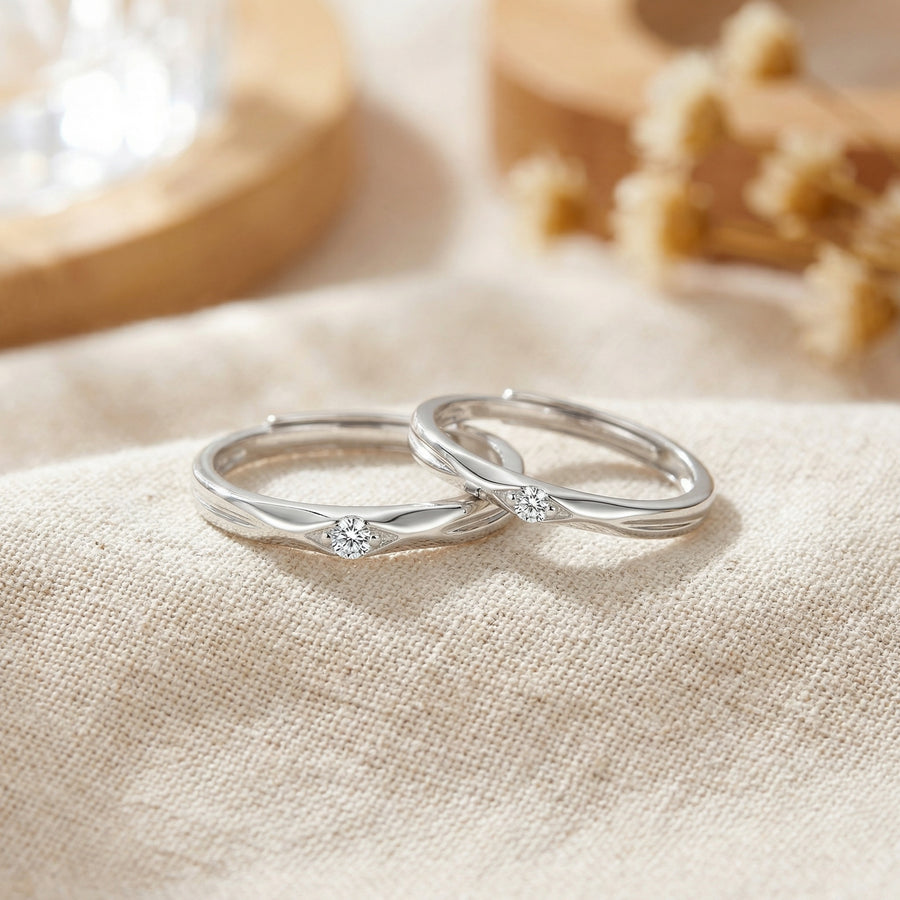 Wavy Silver Couple Rings – sterling silver ring