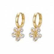 Floral Charm Huggie Hoop Earrings – sterling silver earrings