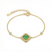 Green Chalcedony Clover Bracelet – sterling silver bracelet, side detail