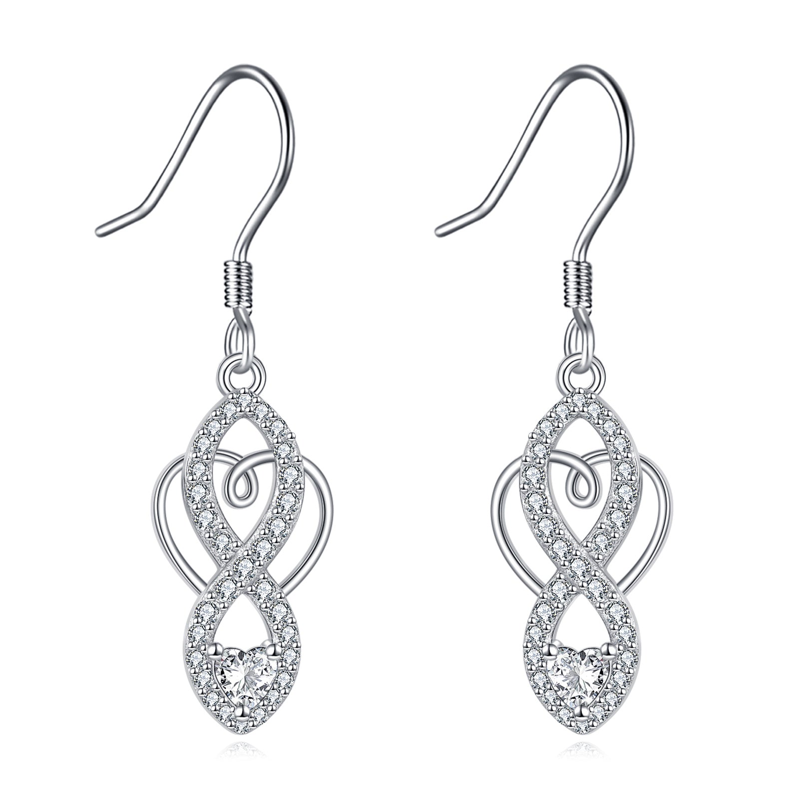 Celtic Knot Infinity Drop Earrings – sterling silver earrings, side detail