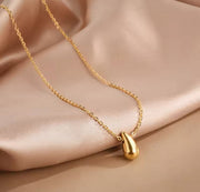 Stainless Steel gold-tone Teardrop Necklace – stainless steel necklace, side detail