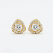 Double Halo Round Stud Earrings – sterling silver earrings, front view