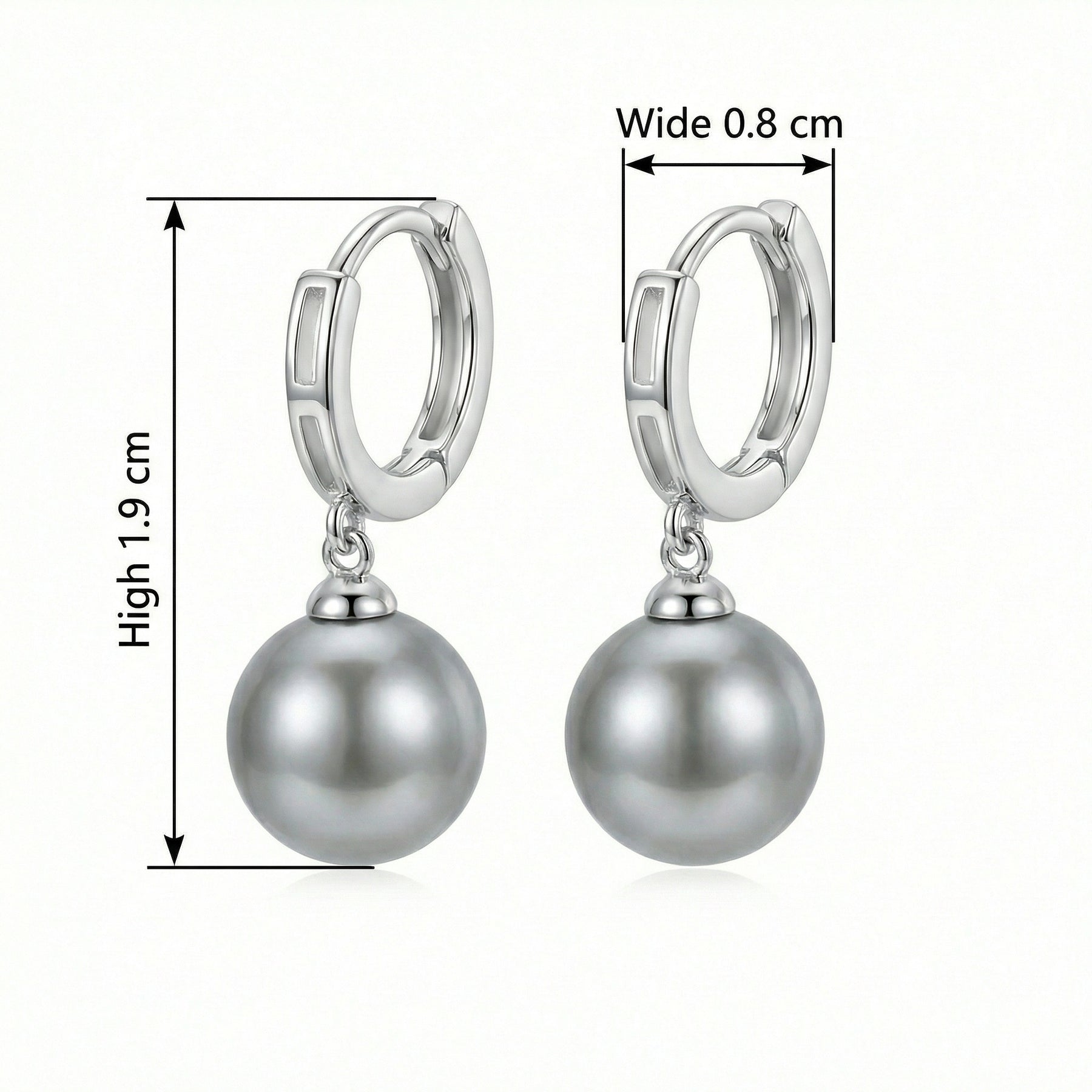 Grey Pearl Cutout Hoop Earrings – pearl earrings, side detail